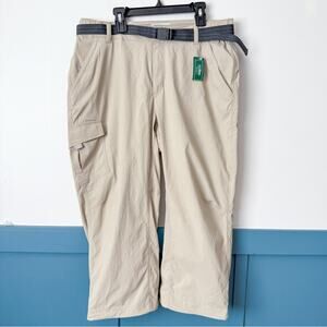 NWT LL Bean Womens Tropicwear‎ Capri Pants MEDIUM Nylon 516921 Khaki Hiking